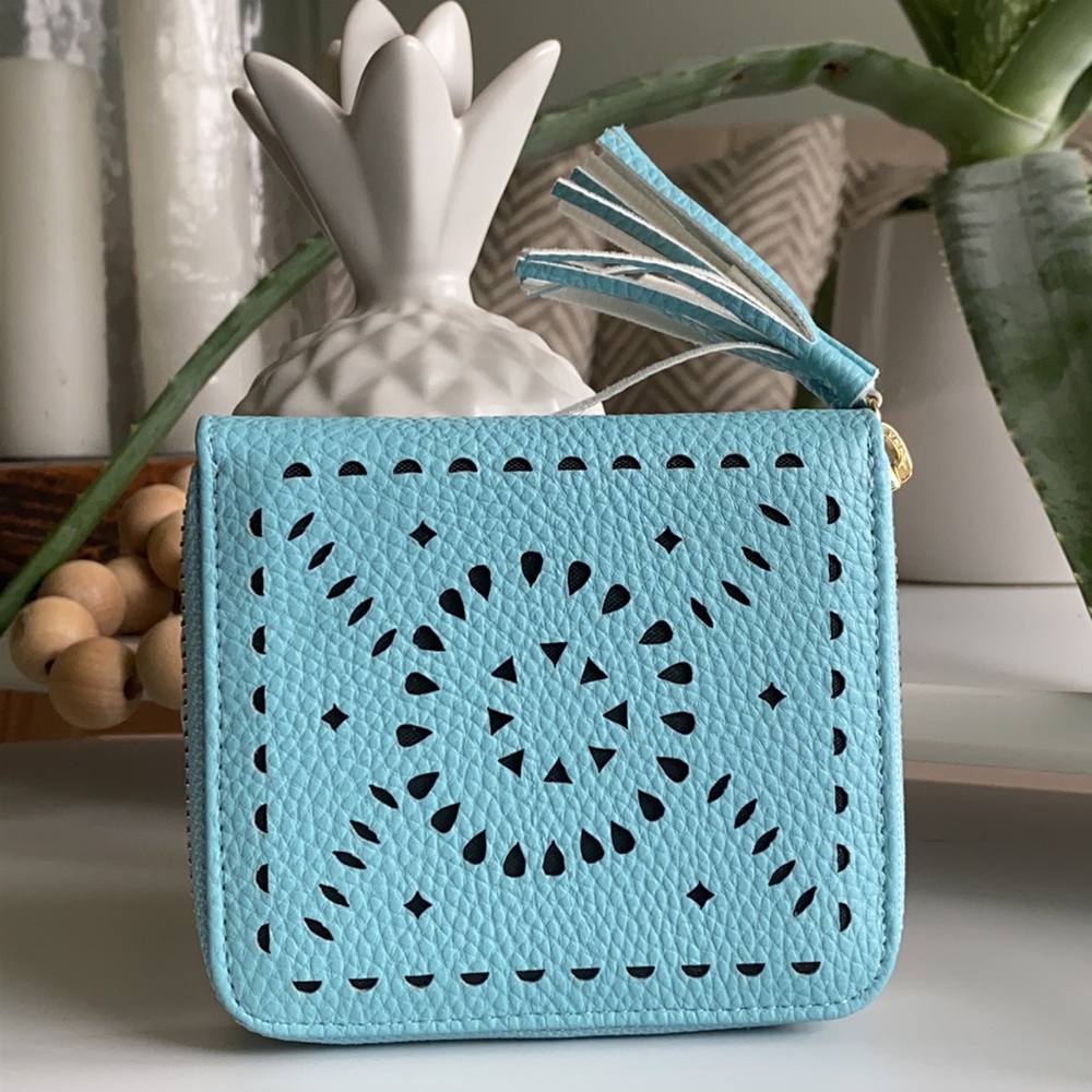 Cleobella Mexicana Zip Wallet - Turquoise Blue